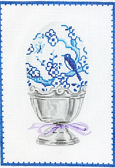 Chinoiserie Egg In Silver Egg Cup     SM-PL-12