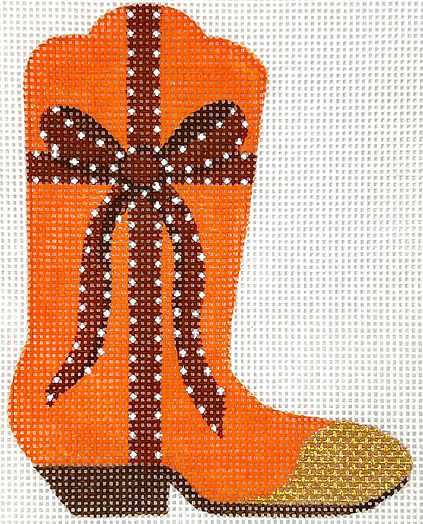 Mini Cowgirl Boot – Hermès Ribbon On Orange w/ Gold Toe OM-385