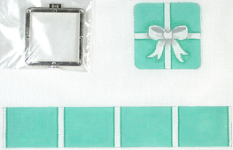 Limoges Box – Sm. Square Tiffany Wrapped Box – Tiffany Blue & White (Silver Clasp) BXSSQ-01