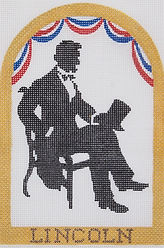 Holiday Series Mini – “Abraham Lincoln” Silhouette w/ Red, White & Blue Bunting (February) HM-42