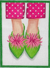 Here’S Looking At Shoe – Preppy Pompom Indian Mules – Hot Pinks & Greens PL-445