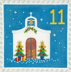 Advent Around The World Stamp #11 – Greece – Chapel w/ Christmas Trees KH-PL-11