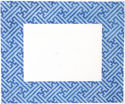 Frame – Chinoiserie Lattice w/ Monogram Or Blank – Navy On Cobalt w/ Red Letter FR-72