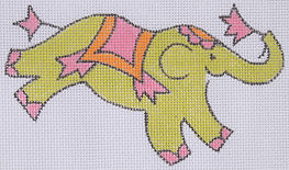 Ornament/Mini – Elephant – Solid Lime w/ Pink & Orange JW-OM-07