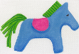 Mini/Bag Charm – Hermès Horse w/ Saddle – Blue, Green & Fuchsia      OM-446