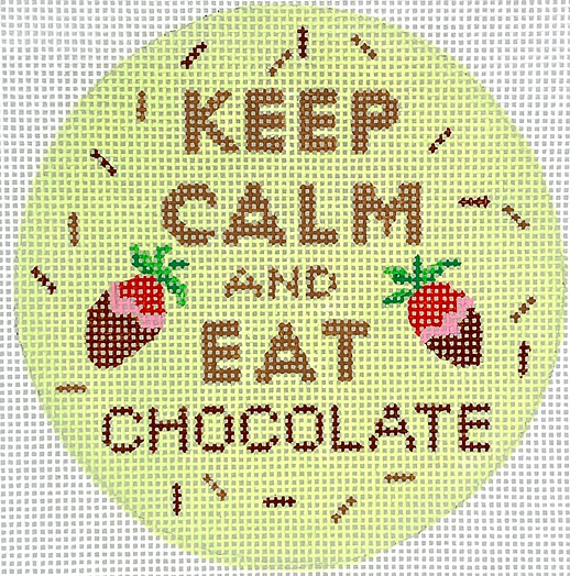 4” Round – Keep Calm & Eat Chocolate – Multi On Light Green INSMC-66