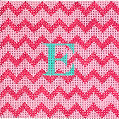 4” Square Insert – Zigzag – Raspberry On Pink w/ Green Letter (Specify Letter Or Blank) INSSQ4-55