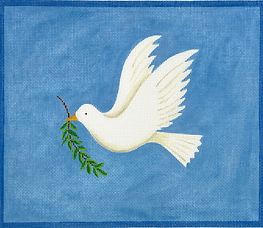 Tallis Bag – White Dove w/ Olive Branch – On Medium Blue TAL-15