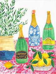 Champagne Scene w/ Olive Branches & Lemons        LB-PL-42