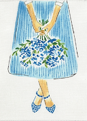 Blue Flowers On Striped Skirt LB-PL-32