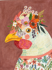 Hen In Floral Dress – On Dusty Rose MIAC-PL-12