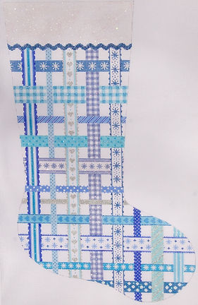 Stocking – Woven Ribbons – Winter Blues STK-15