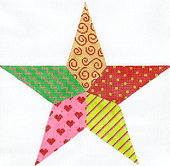 Christmas Tree Topper – Patchwork Star – Bright Traditional Christmas Colors XTT-07