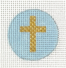 Planet Earth Key Ring Insert – Gold Cross On Sky Blue PKR-45