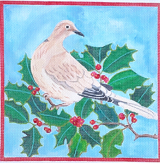 Dove In Holly Branch w/ Red Border GM-PL-03