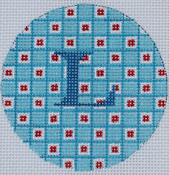 Bright Disk Letter – Blue & White Grid, Red Dots & Blue Letter (Specify Letter Or Blank) ALB-38