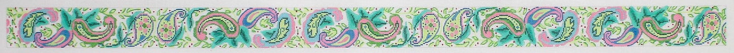 Wide Belt /Bag Strap – Paisleys & Leaves – Greens, Blues, Pinks WBL-07