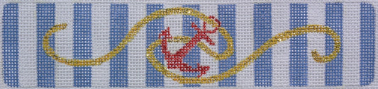 Cuff/Bookmark – Anchor On Blue Cabana Stripes w/ Red & Gold CU-51