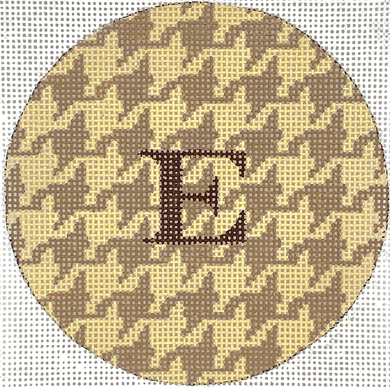 4” Round – Houndstooth – Tans w/ Brown Letter (Specify Monogram Or Blank) INSMC-87