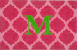 Planet Earth Passport Cover Insert – Quatrefoils – Watermelon On Pink w/ Green Letter (Specify Letter Or Blank) INSPPP-33