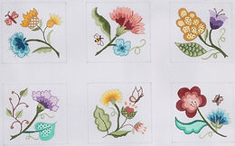 Set Of 6 Coasters – Jacobean Flowers – Multi CO6-04