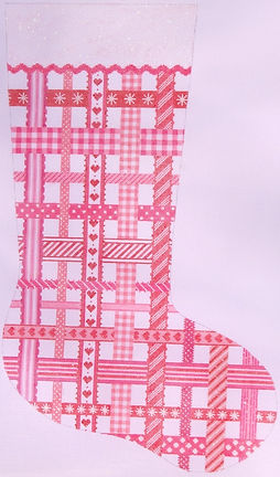 Stocking – Woven Ribbons – Peppermint Pinks & Reds STK-16