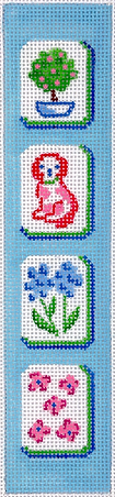 Key Fob – Mahjong Tiles – English Country Garden Theme       KF-44
