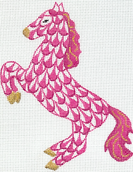 Fishnet Mini – Leaping Horse – Pinks & Golds OM-419