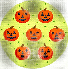 Halloween Mini – Jack-O-Lanterns On Dotted Soft Green Background OM-406