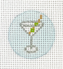 Planet Earth Key Ring Insert – Martini Glass w/ Olives – Softest Blue PKR-40