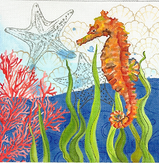 Oceana Seahorse w/ Coral, Seaweed, Shells & Starfish SER-PL-09
