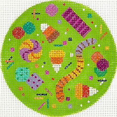 Halloween Mini – Halloween Candies On Deep Lime Background OM-408