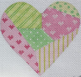 Mini Heart – Patchwork – Pinks & Greens OM-07