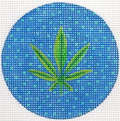 3” Round – Weed Leaf Mini – Blues & Greens INSL3-421