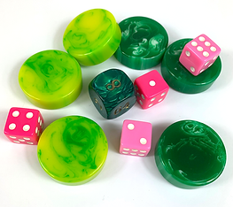 Accessory Set For Backgammon Board Bgb-04 & Bgb-06 – Bright Pinks & Greens (4 Colored Dice, 1
Doubling Cube & 32 Marbleized Checkers) ACCB-04