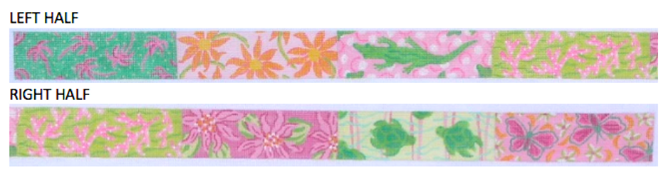 Belt – Lilly-Inspired Patchwork – Pinks & Greens w/ Tangerine & Yellow BL-47