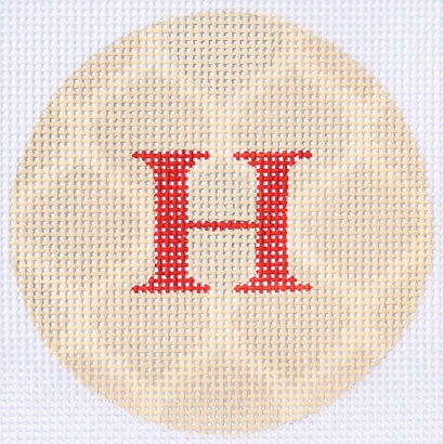 Bright Disk Letter – Cream & Sand Quatrefoils, Red Letter (Specify Letter Or Blank) ALB-54
