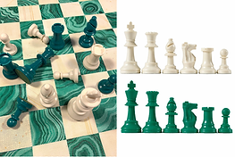Accessory Set For Chess Board Chb-01 – Dark Green & Ivory (2 Sets Of Chess Pieces) ACHS-01