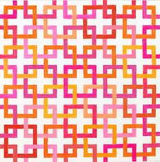 Interlocking Squares – Pinks & Oranges On White PL-464