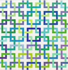 Interlocking Squares – Blues & Greens On White PL-444