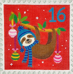 Advent Around The World Stamp #16 – Brazil – Sloth w/ Ornaments KH-PL-16