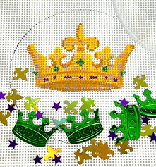 3” Round w/ Clear Dome & Confetti – Mardi Gras – Crown OMD-36