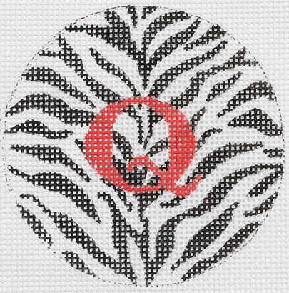 Bright Disk Letter – Black & White Zebra, Red Letter (Specify Letter Or Blank) ALB-66