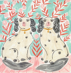 Staffordshire Dogs w/ Floral Wallpaper LB-PL-09