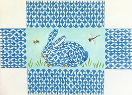 Brick – Fishnet Blue Bunny In The Grass With Bee & Dragonfly BR-28
