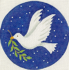4” Round Ornament/Insert – Dove w/ Olive Branch On Starry Night Sky INSMC-94