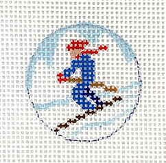 Planet Earth Key Ring Insert – Downhill Skier On Mountain PKR-37