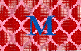 Planet Earth Passport Cover Insert – Quatrefoils – Red On Pink w/ Blue Letter (Specify Letter Or Blank) INSPPP-06