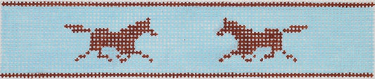 Key Fob – Running Horse – Brown On Light Blue KF-31