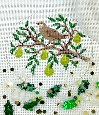 Christmas Ornament w/ Clear Dome Cover & Confetti – Partridge In A Pear Tree XMD-07